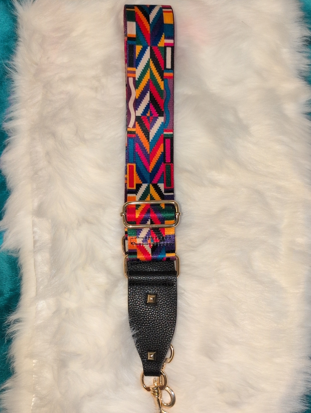 Adjustable Multicolor Geometric Guitar Strap - Multi Color
